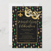 Invitation Masque Or Fleur de Lis Mardi Gras (Devant)