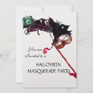 Invitation MASQUE POUR FÊTE DÉGUISEE HALLOWEEN, glace blanche