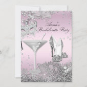 Invitation Masque rose argent et dentelle bijoux Bachelorette (Devant)
