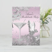 Invitation Masque rose argent et dentelle bijoux Bachelorette (Debout devant)