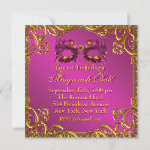 Invitation Masque Rose Chaud Or Bal de Mascarade Fête (Dos)