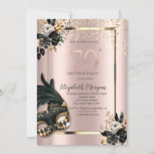 Invitation Masque Rose noir Confetti Rose Gold 70e (Devant)