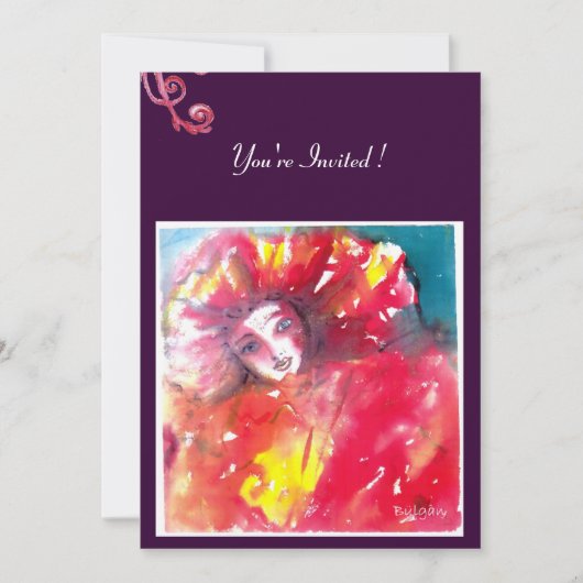 INVITATION MASQUE ROUGE 2 / SOIREE DE CARNAVAL MARDI GRAS (Devant)