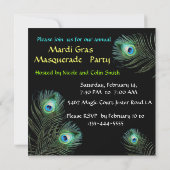 INVITATION MASQUE ROUGE AVEC FÊTES DE PAON MASQUERADE (Dos)