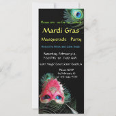 INVITATION MASQUE ROUGE AVEC PEACOCK FEATHERS MASQUERADE PART (Dos)