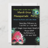 INVITATION MASQUE ROUGE AVEC PEACOCK FEATHERS MASQUERADE PART (Dos)