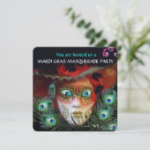 INVITATION MASQUE ROUGE ET FÊTE DE MASQUERADE AUX PLUMES DE P (Debout devant)