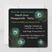 INVITATION MASQUE ROUGE ET FÊTE DE MASQUERADE AUX PLUMES DE P (Dos)