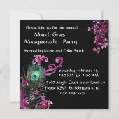 INVITATION MASQUE ROUGE OR, FÊTE DE MASQUERADE À PLUMES DE PA (Dos)