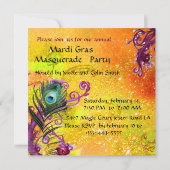 INVITATION MASQUE ROUGE OR, FÊTE DE MASQUES À PLUMES DE PAON, (Dos)