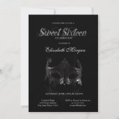 Invitation Masque Simple Argent Noir Douce 16 (Devant)