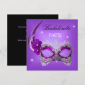 Invitation Masque Violet Enterrement de Vie de Jeune Fille No (Devant / Derrière)