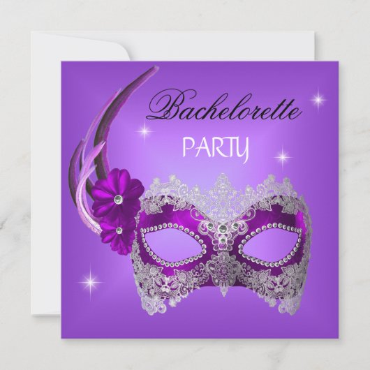 Invitation Masque Violet Enterrement de Vie de Jeune Fille No (Devant)