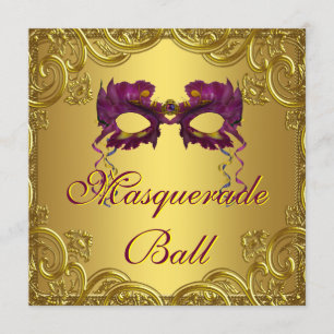Invitation Masque violet or violet masquade bal