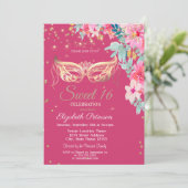 Invitation Masquer, Diamants Fleurs de Printemps Sweet 16 (Debout devant)