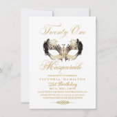 Invitation Masquerade 21e Anniversaire Masque Or (Devant)