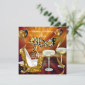 Invitation Masquerade Anniversaire Gold Stiletto Champagne Pa (Debout devant)