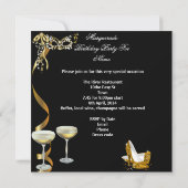 Invitation Masquerade Anniversaire Gold Stiletto Champagne Pa (Dos)
