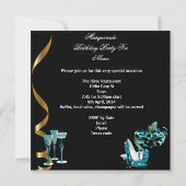 Invitation Masquerade Anniversaire Sarcelle Or Vin Stiletto 3 (Dos)