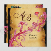 Invitation MASQUERADE BAIES MAGIQUES MONOGRAM rouge (Devant / Derrière)