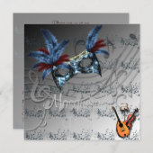 Invitation Masquerade Ball aux couleurs d'argent (Devant / Derrière)