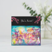 Invitation MASQUERADE BALL, fleurs rouges (Debout devant)