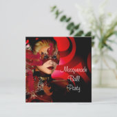 Invitation Masquerade Ball Party Masque Black Red Girl 2 (Debout devant)