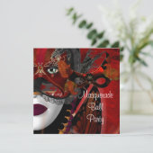 Invitation Masquerade Ball Party Masque Black Red Girl 2 (Debout devant)