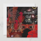 Invitation Masquerade Ball Party Masque Black Red Shogirl 3 (Devant)