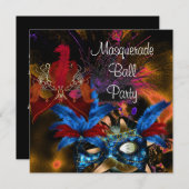 Invitation Masquerade Ball Party Masque coloré Abstrait (Devant / Derrière)