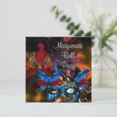 Invitation Masquerade Ball Party Masque coloré Abstrait (Debout devant)