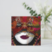 Invitation Masquerade Ball Party Masque Noir Rouge 2 (Debout devant)