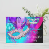Invitation Masquerade Ball Party Masques Nouvel An Soirée (Debout devant)