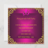 Invitation Masquerade Ball Party Masques Or Proep Rose (Dos)