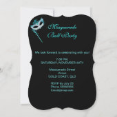 Invitation Masquerade Ball Party Turquoise Bleu Purple Masque (Dos)