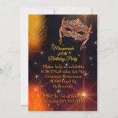 Invitation Masquerade Birthday Gold Orange Stunning Dress (Dos)