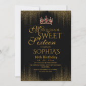 Invitation Masquerade Black Chic Sweet 16 Party (Devant)