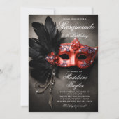 Invitation Masquerade Black Silver Red Moody 50e anniversaire (Devant)