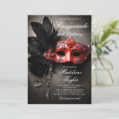 Invitation Masquerade Black Silver Red Moody 50e anniversaire (Debout devant)
