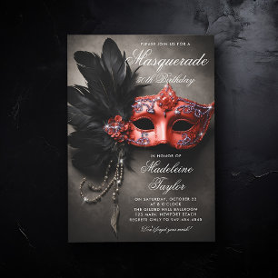 Invitation Masquerade Black Silver Red Moody 50e anniversaire