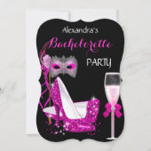 Invitation Masquerade Champagne Bachelorette Hot Pink l2 (Devant)