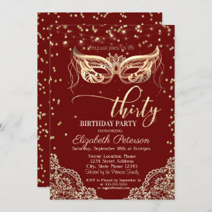Invitation Masquerade, dentelle, diamant 30e anniversaire