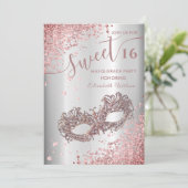 Invitation Masquerade diamant luxe rose or doux 16 Invi (Debout devant)
