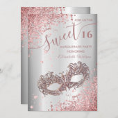 Invitation Masquerade diamant luxe rose or doux 16 Invi (Devant / Derrière)