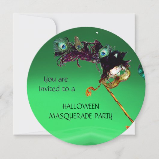 Invitation MASQUERADE EMERALD, Green Orange (Devant)