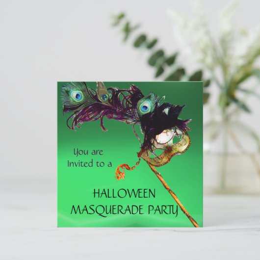 Invitation MASQUERADE EMERALD, Green Orange (Debout devant)