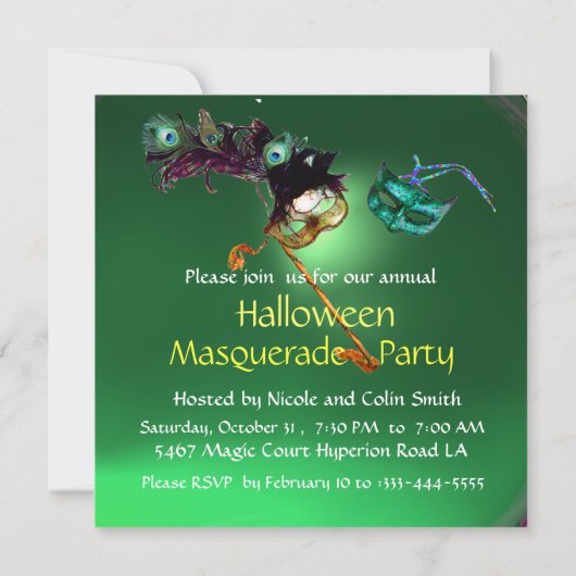 Invitation MASQUERADE EMERALD, Green Orange (Dos)
