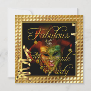 Invitation Masquerade Fabrique Gold Black fête d'anniversaire