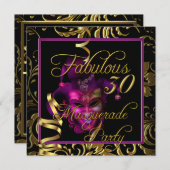 Invitation Masquerade Fabuleux 30 Gold Rose fête d'anniversai (Devant / Derrière)