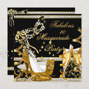 Invitation Masquerade Fabuleux 40 Woman's Gold High Heel Masq